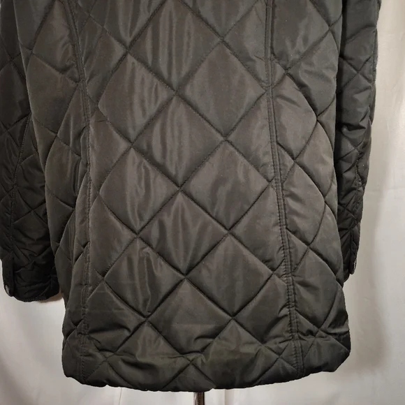 Isaac Mizrahi Puffer Jacket, Women Black Quilted, Leopard Lining, ZipUp, Pckts,M - Picture 9 of 16
